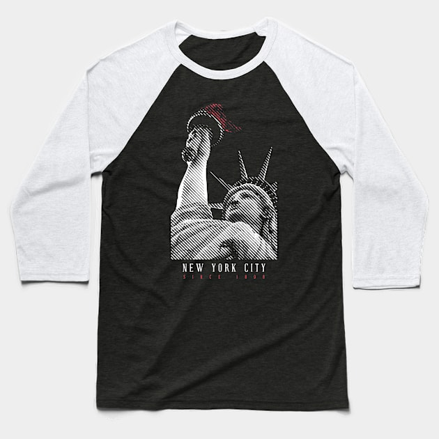 Statue of Liberty Baseball T-Shirt by EarlAdrian